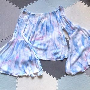 Hollister Watercolor Off The Shoulder Crop Top